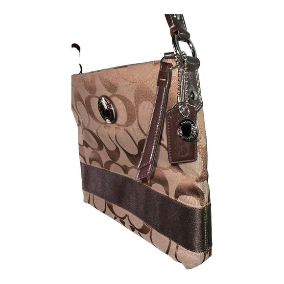 Coach Brown/Beige Signature File Canvas Crossbody Bag EUC - Picture 3 of 13